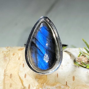 Labradorite Ring, Labradorite Sterling Silver Ring Size 6, Handmade Labradorite Ring, Statement Labradorite Ring, Gift for Her, AM03