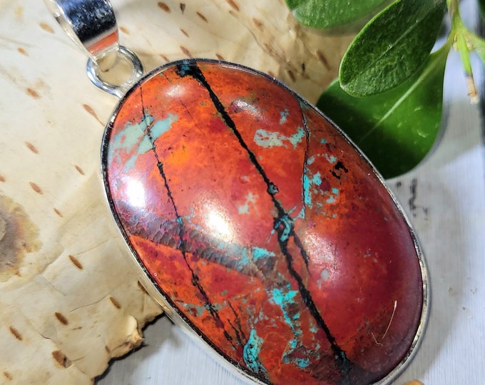 Sonora Jasper Pendant, Sunset Jasper Sterling Silver Pendant, Handmade Sunrise Jasper Pendant, Gift for Her, Statement Pendant DN
