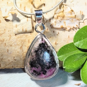 Natural High Grade Pink Cobalt Calcite .925 Sterling Silver Pendant Measures 1 7/16" x 3/4" Weighs 6 Grams AC16