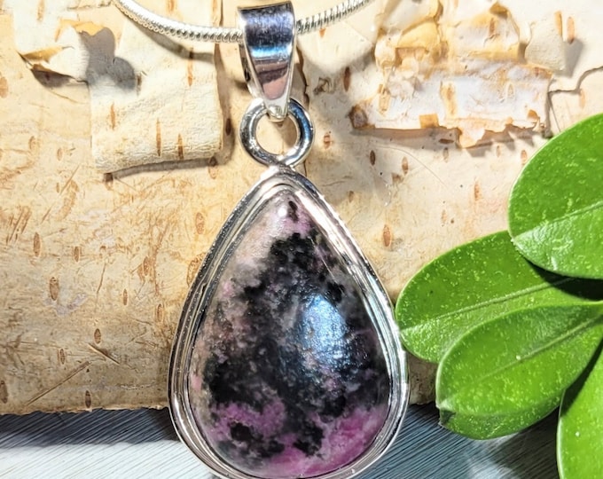 Natural High Grade Pink Cobalt Calcite .925 Sterling Silver Pendant Measures 1 7/16" x 3/4" Weighs 6 Grams AC16