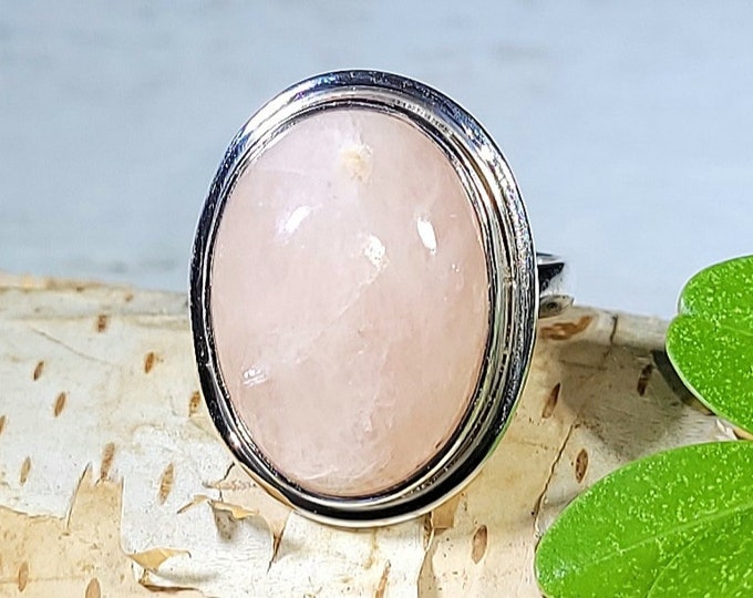 Natural Top Choice Morganite .925 Sterling Silver Ring Size 7 7 Grams 7/8" x 11/16" EY29