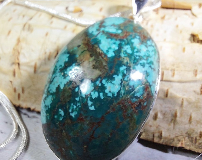 Tibetan Turquoise .925 Sterling Silver Pendant, Turquoise Pendant, Statement Pendant, Handmade Pendant, Boho Turquoise Pendant, GT13