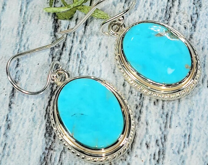 Arizona Kingman Turquoise Earrings, Arizona Kingman Turquoise Sterling Silver Earrings, Handmade Kingman Turquoise Turquoise Earrings, JD42