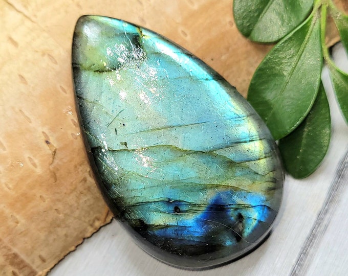 Labradorite Cabochon, 79.50ct Labradorite Pear Cabochon, Multi Flash Labradorite Cabochon, Wire Wrapping, Weaving, Pendant, Collector FN02