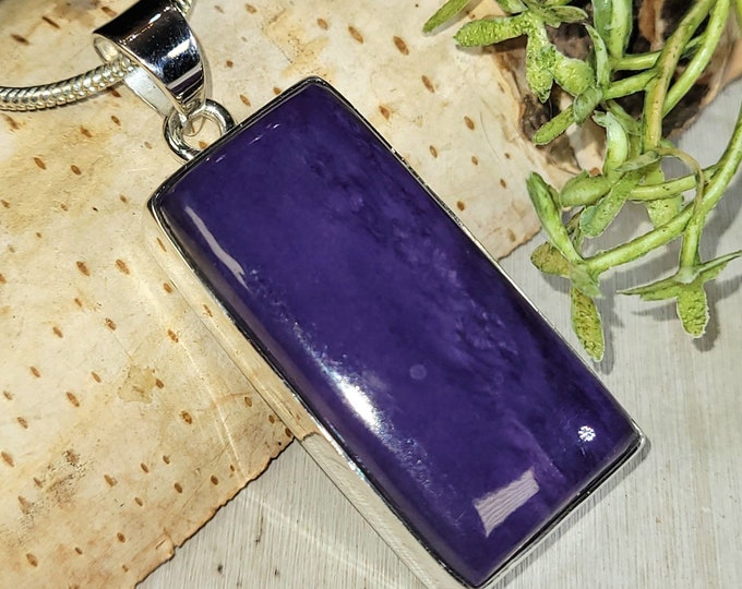 Charoite Pendant, Charoite Sterling Silver Pendant, Premium Grade Charoite Pendant, Statement Pendant, Gift for Her, Handmade Pendant, HE16