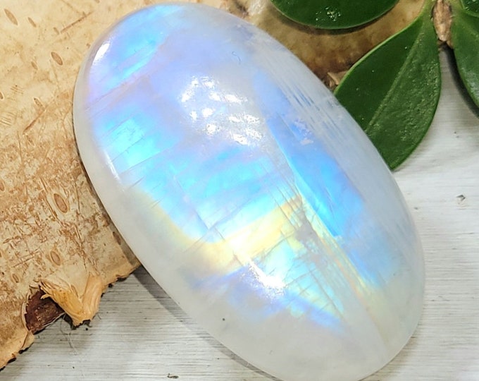 Natural AAAA Grade Rainbow Moonstone Oval 50Ct Cabochon Wire Wrapping, Weaving, or Pendant CD38