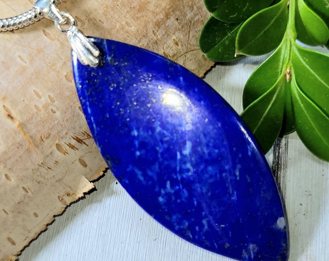 Lapis Lazuli Pendant, Lapis Sterling Silver Pendant, Handmade Pendant, Gift for Her, Statement Pendant, DR09