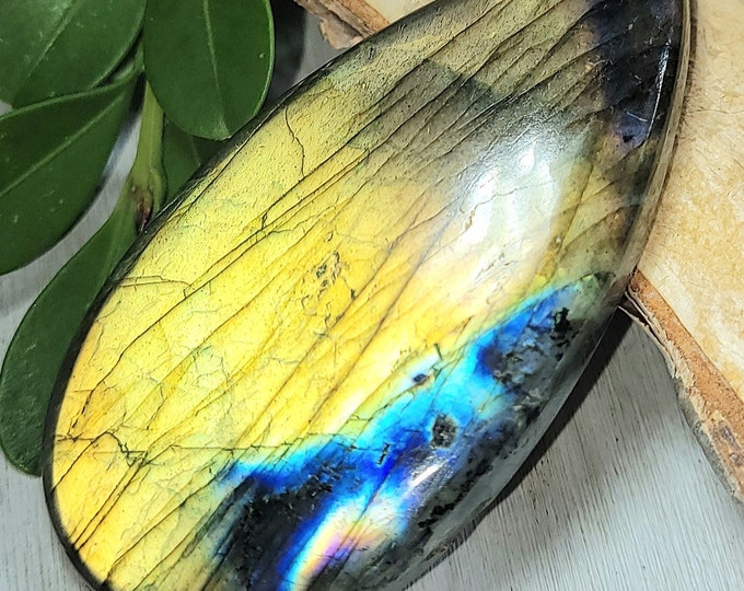 Natural Full Flash Labradorite Pear Cabochon 100ct 20 Grams 56mm x 30mm Wire Wrapping, Weaving or Pendant, Collector LD01