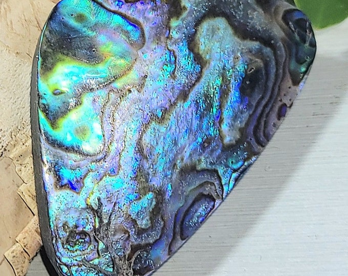 Natural Multi-Color Abalone Shell Pear Cabochon 30ct 22mm x 31mm Wire Wrapping, Weaving, Pendant ET39