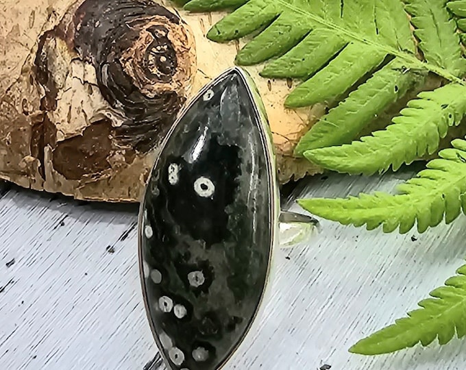 Ocean Jasper Ring, Sterling Silver Ring Size 6.5, Handmade Ring, FK39