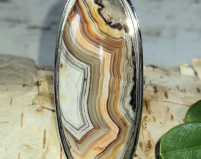 Natural AAA Crazy Lace Agate .925 Sterling Silver Ring Size 6.5 13 Grams 1 3/4" x 3/4" EU35