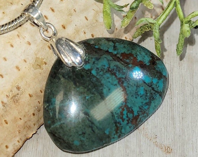 Turquoise Pendant, Tibet Turquoise Sterling Silver Pendant, Handmade Turquoise Pendant, Statement Pendant, Gift for Her, HD27