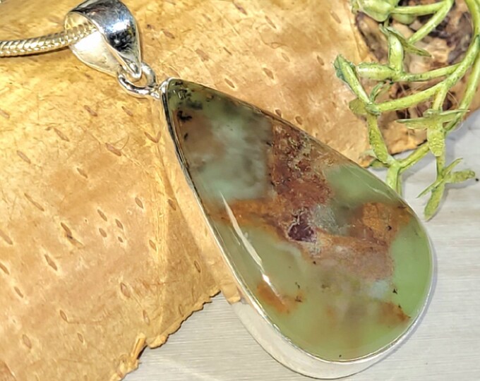 Aquaprase Pendant, Aqua Chalcedony Sterling Silver Pendant, Aquaprase Sterling Silver Pendant. Handmade Pendant, Gift for Her, GR07