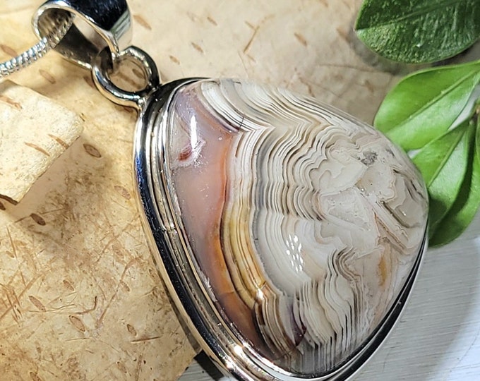 Natural Top Grade Crazy Lace Agate Pear Handmade .925 Sterling Silver Pendant 1 9/16" x 1" 10 Grams AP50