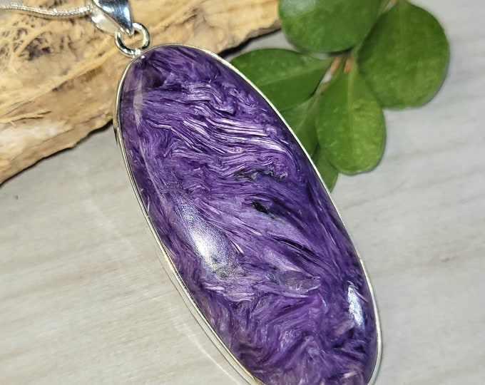 Charoite Pendant, Charoite Sterling Silver Pendant, Premium Grade Charoite Pendant, Statement Pendant, Gift for Her, Handmade Pendant, GE17