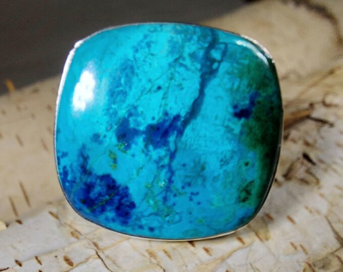 Natural Premium Grade Mesmerizing Shattuckite Handmade  Sterling Silver Ring Size 9 GL