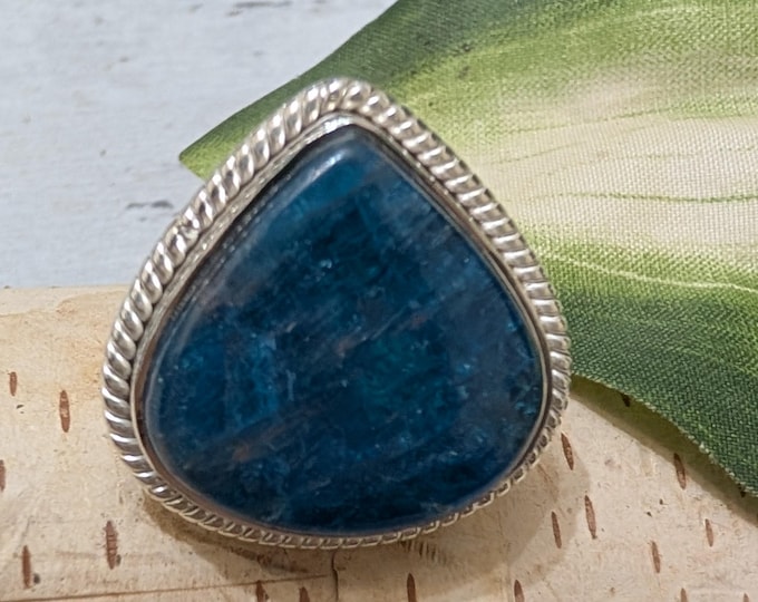 Natural Premium Grade Apatite Gemstone Ring, Handmade Apatite Sterling Silver Ring Size 8 1/2, Boho Ring, Statement Ring, HV, Gift for her