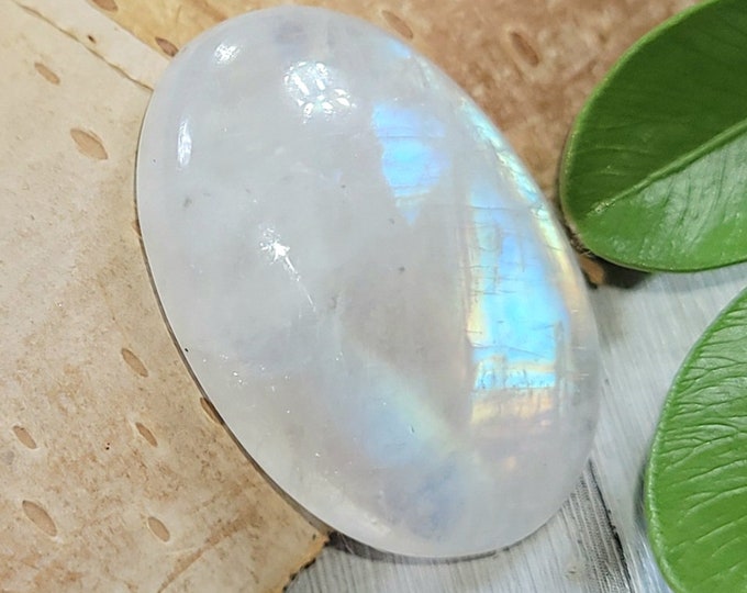 Natural AAA Multi Flash Rainbow Moonstone Oval 20Ct Cabochon Wire Wrapping, Weaving, or Pendant 22mm x 15mm Gift for Her, Collector CJ35