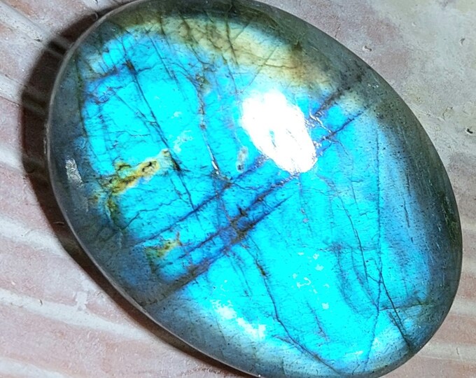 Blue Flash Labradorite Cabochon: Oval Gemstone for Wire Wrapping
