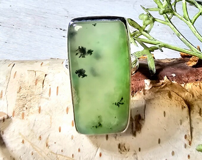 Aquaprase Ring, Aqua Chalcedony Sterling Silver Ring, Aquaprase Sterling Silver Ring, Handmade Ring Size 7, Gift for Her, GK