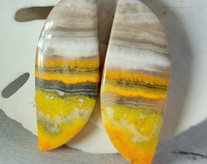 Bumblebee Jasper Set, Eclipse Jasper Cabochon, Free Form Shaped Pair Jasper Cabochon, Wire Wrapping, Weaving, Use for Pendant, GB38