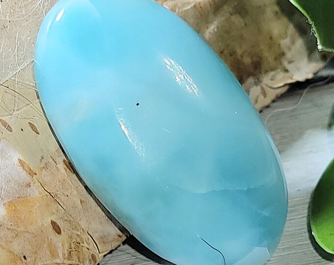 Natural Dominican Larimar Oval Cabochon 20ct 26mm x 15mm Wire Wrapping, Weaving, Pendant EV21