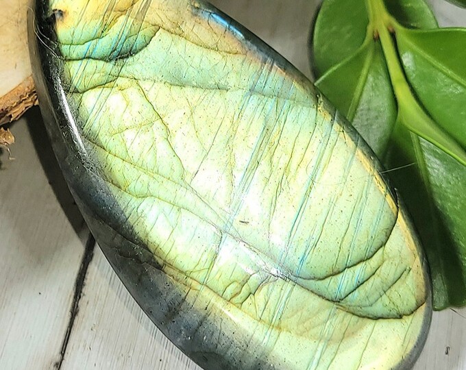 Natural Multi-Flash Labradorite Pear Cabochon 90ct 18 Grams 55mm x 29mm Wire Wrapping, Weaving or Pendant, Collector LB38