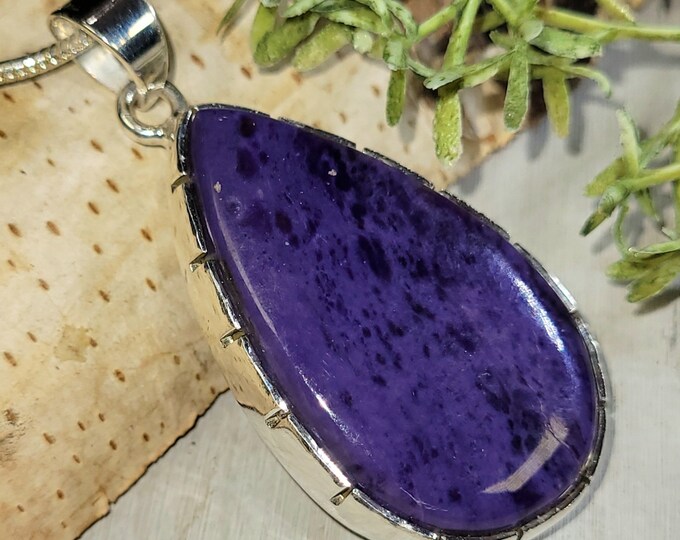 Charoite Pendant, Charoite Sterling Silver Pendant, Premium Grade Charoite Pendant, Statement Pendant, Gift for Her, Handmade Pendant, HJ38