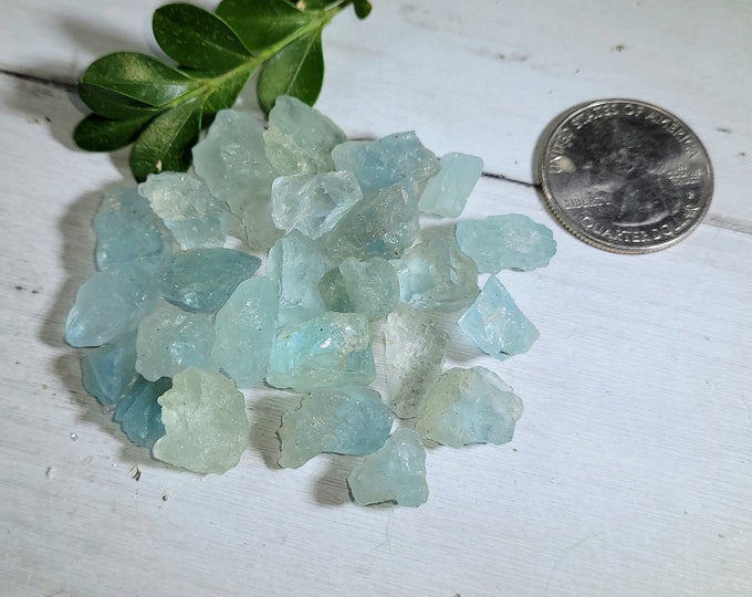 Natural Raw Aquamarine 150ct 26 Stone Lot Wire Wrapping, Weaving, Rings or Pendant CK11 Mixed Sizes & Shapes Gift for Her or Him