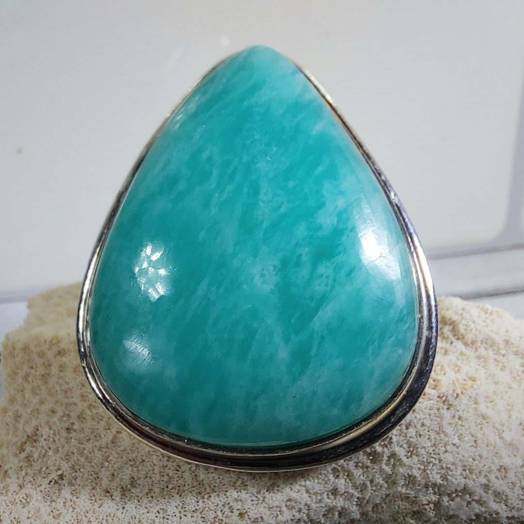 Amazonite Ring, Genuine Amazonite Sterling Silver Ring, Handmade Ring