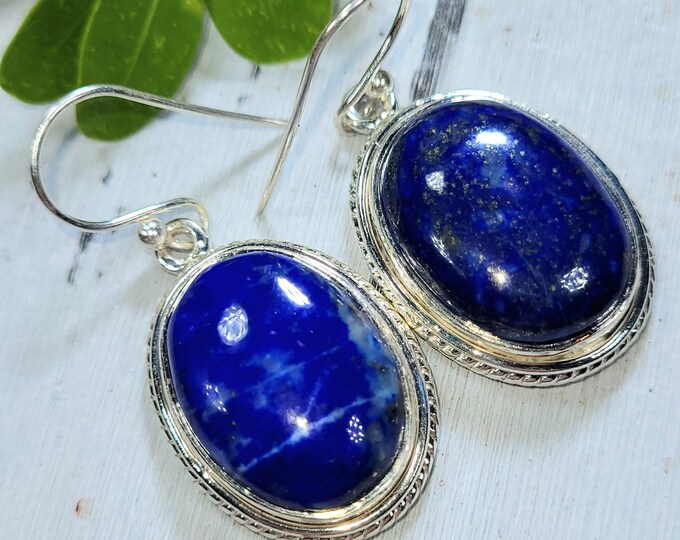 Lapis Lazuli Earrings, Lapis Lazuli Sterling Silver Earrings, Handmade Lapis Silver Earrings. Statement Earrings, Gift for Her, FH24