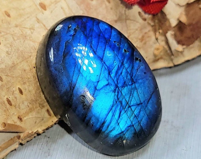 Natural Premium Blue Flash Labradorite Oval Cabochon 25ct 22mm x 15mm Wire Wrapping, Weaving, Pendant, Collector DC17