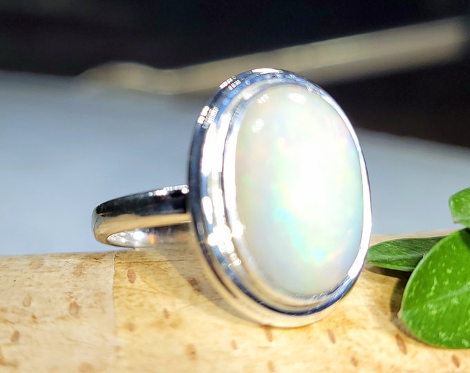 Ethiopian Opal Ring, Ethiopian Opal Sterling Silver Ring, Multi Color Opal Ring, Statement Ring, Handmade Ring, Gift for Her, DS Size 7.5