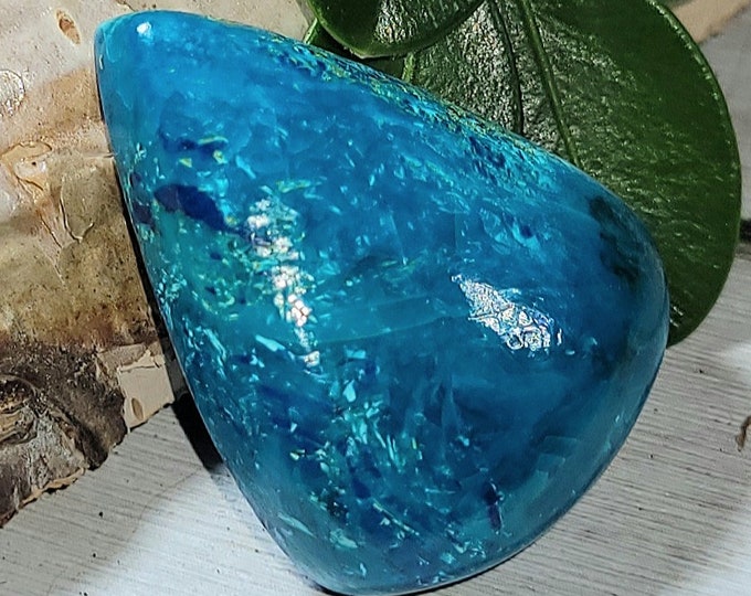 Natural High Grade Chrysocolla Pear Cabochon 30ct 28mm x 20mm Wire Wrapping, Weaving, Pendant EV32