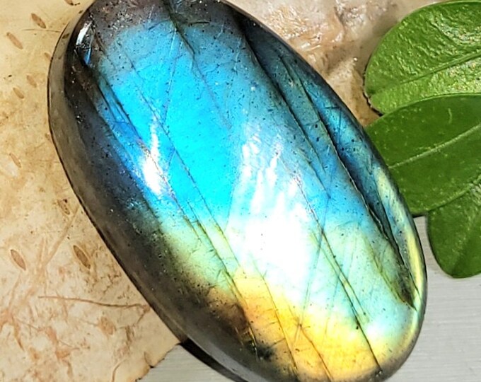 Natural Multi Flash Labradorite Oval Cabochon 35ct 7 Grams 30mm x 18mm Wire Wrapping, Weaving or Pendant, Collector AT13