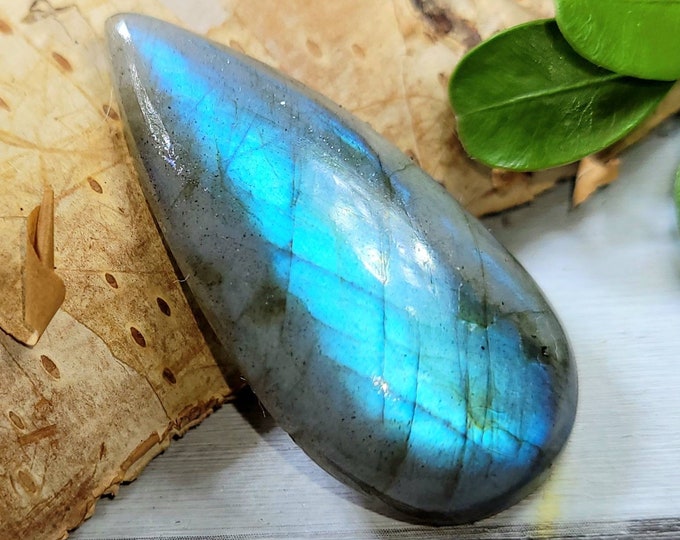 Labradorite Cabochon, 30ct Labradorite Pear Cabochon, Blue Flash Labradorite Cabochon, Wire Wrapping, Weaving, Pendant, Collector DE42