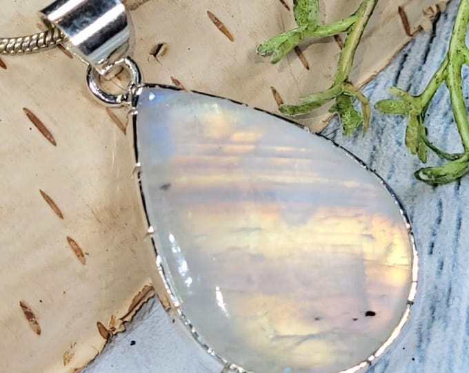 Moonstone Pendant, Moonstone Sterling Silver Pendant, Multi Flash Moonstone Pendant, Handmade Pendant, Statement Moonstone Pendant, JD02