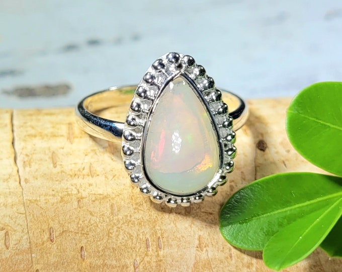 Ethiopian Opal Ring, Ethiopian Opal Sterling Silver Ring, Multi Color Opal Ring, Statement Ring, Handmade Ring, Gift for Her, FK Size 8.5