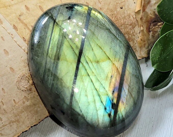 Natural Multi-Flash Labradorite Oval Cabochon 50ct 32mm x 23mm Wire Wrapping, Weaving or Pendant, Collector, Gift for Anyone CK23