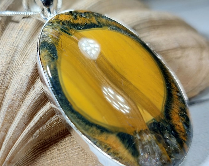 Natural Premium Grade Ocean Jasper Handmade Oval Pendant .925 Sterling Silver Setting Pendant GM29