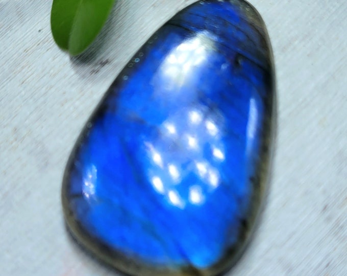 Natural Premium Grade Multi Flash Labradorite Pear Cabochon 42ct 1 Stone Wire Wrapping, Weaving, Pendant or Ring BA13
