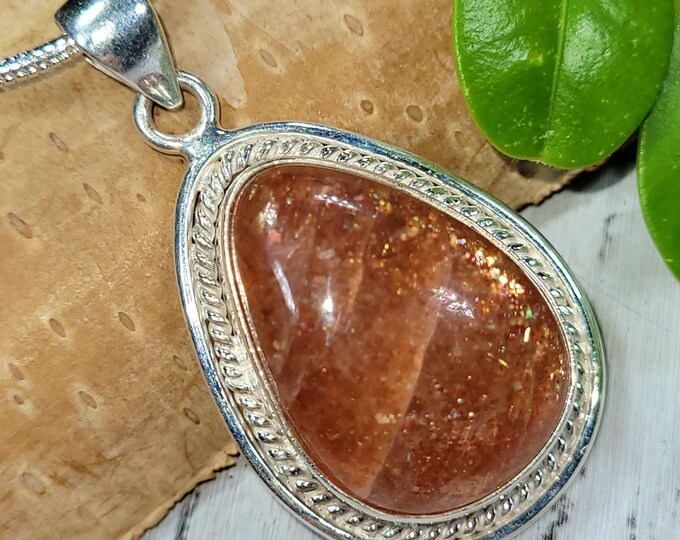 Sunstone Pendant, Sunstone Sterling Silver Pendant, Handmade Sunstone Sterling Silver Pendant, Statement Pendant, Gift for Her, FF23