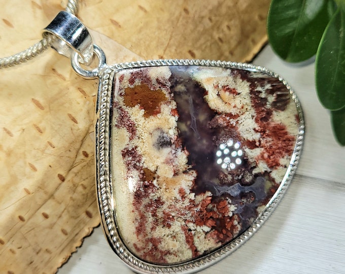 Red Moss Agate Pendant, Moss Agate Pendant, Plume Agate Pendant, Premium red plume agate CT15, Gift for her
