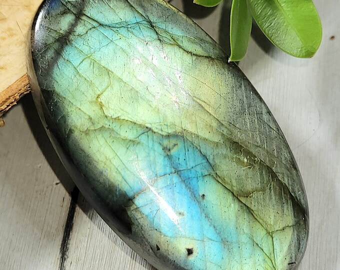 Natural Multi-Flash Labradorite Oval Cabochon 75ct 48mm x 26mm Wire Wrapping, Weaving or Pendant, Collector LC08