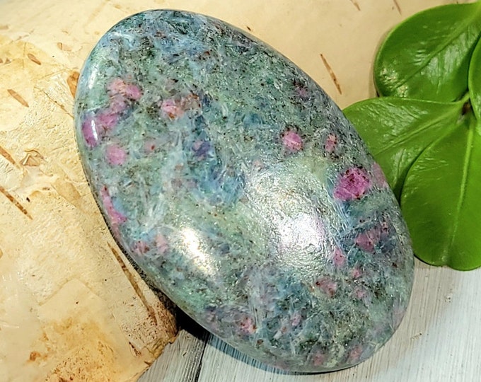Natural Genuine Ruby Fuchsite Oval Cabochon 70ct 39mm x 25mm Wire Wrapping, Weaving or Pendant, Collector, Gift for Anyone CJ24