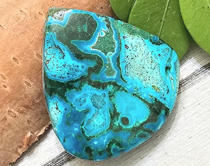Chrysocolla Malachite Cabochon, Pear Malachite Cab, Handmade cabochon, Chrysocolla Pear cabochon, Wire wrapping cabochon, FM03