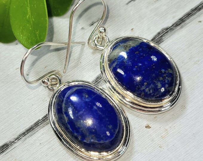 Lapis Lazuli Earrings, Lapis Lazuli Sterling Silver Earrings. Handmade Lapis Sterling Silver Earrings. Statement Earrings, Gift for Her FG05