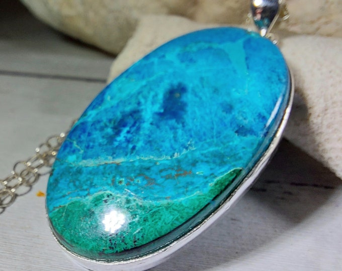 Natural High Quality Shattuckite .925 Sterling Silver Pendant Shattuckite in Sterling Pendant GL21