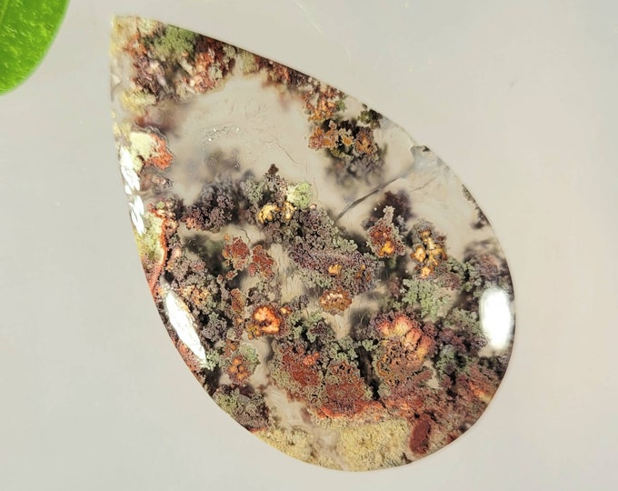 Moss Agate Cabochon, Scenic Moss Agate cabochon, Moss Agate Cabs, Moss Agate Scenic Cabochons, Green and Red Moss Agate Cabochons FL52