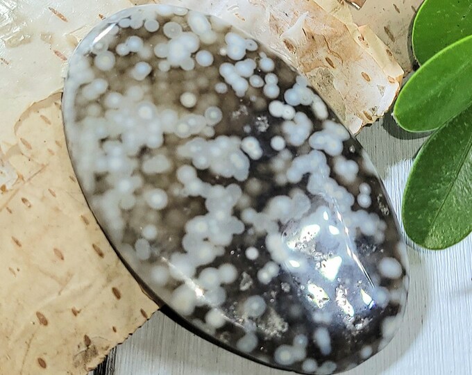 Natural High Grade Colorful Ocean Jasper Oval Cabochon 50ct 46mm x 28mm Wire Wrapping, Weaving or Pendant, Collector AD12